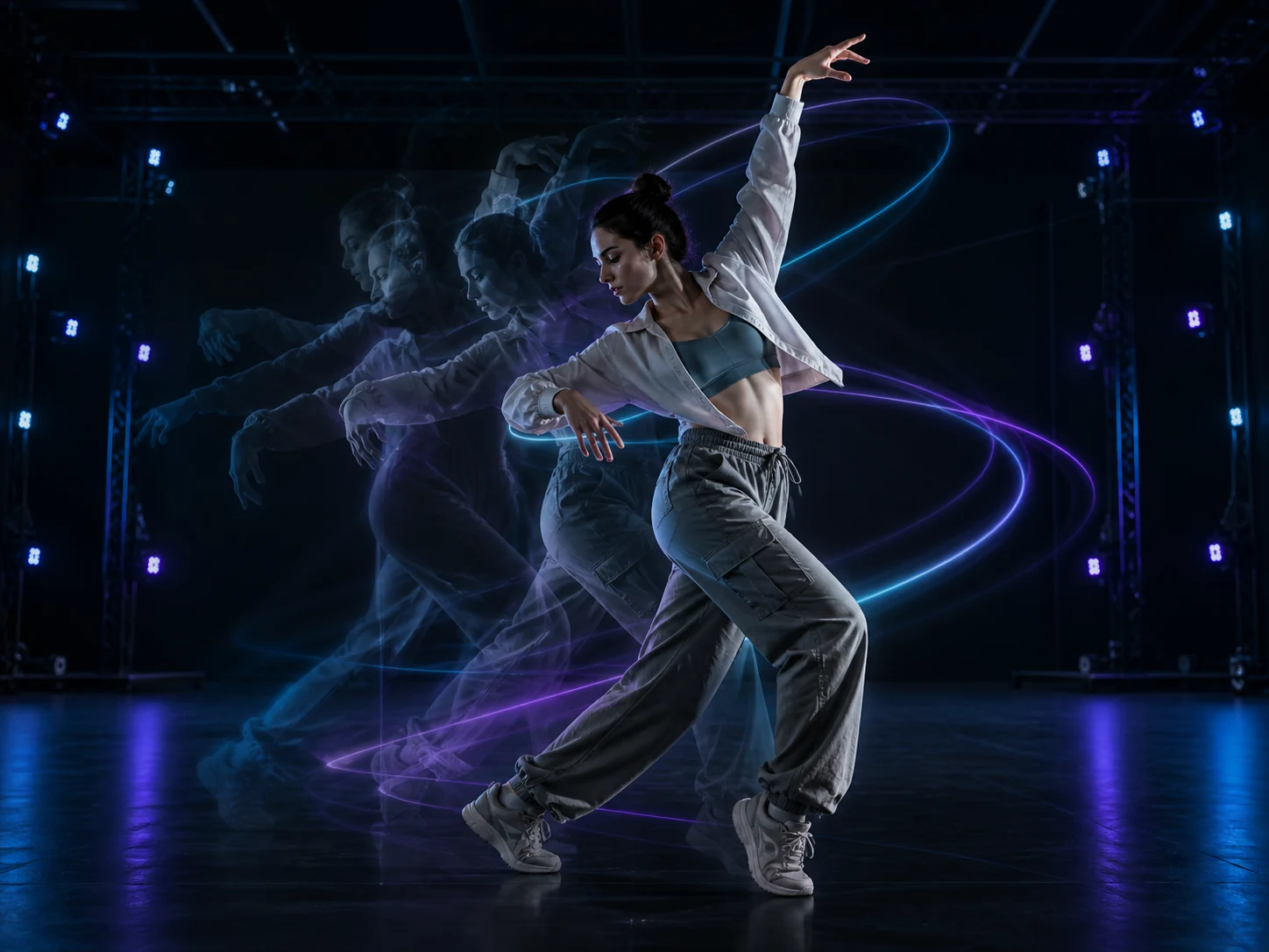 Dancer animated through AI motion control