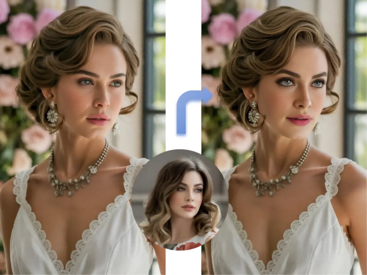Before-and-after AI video face swap