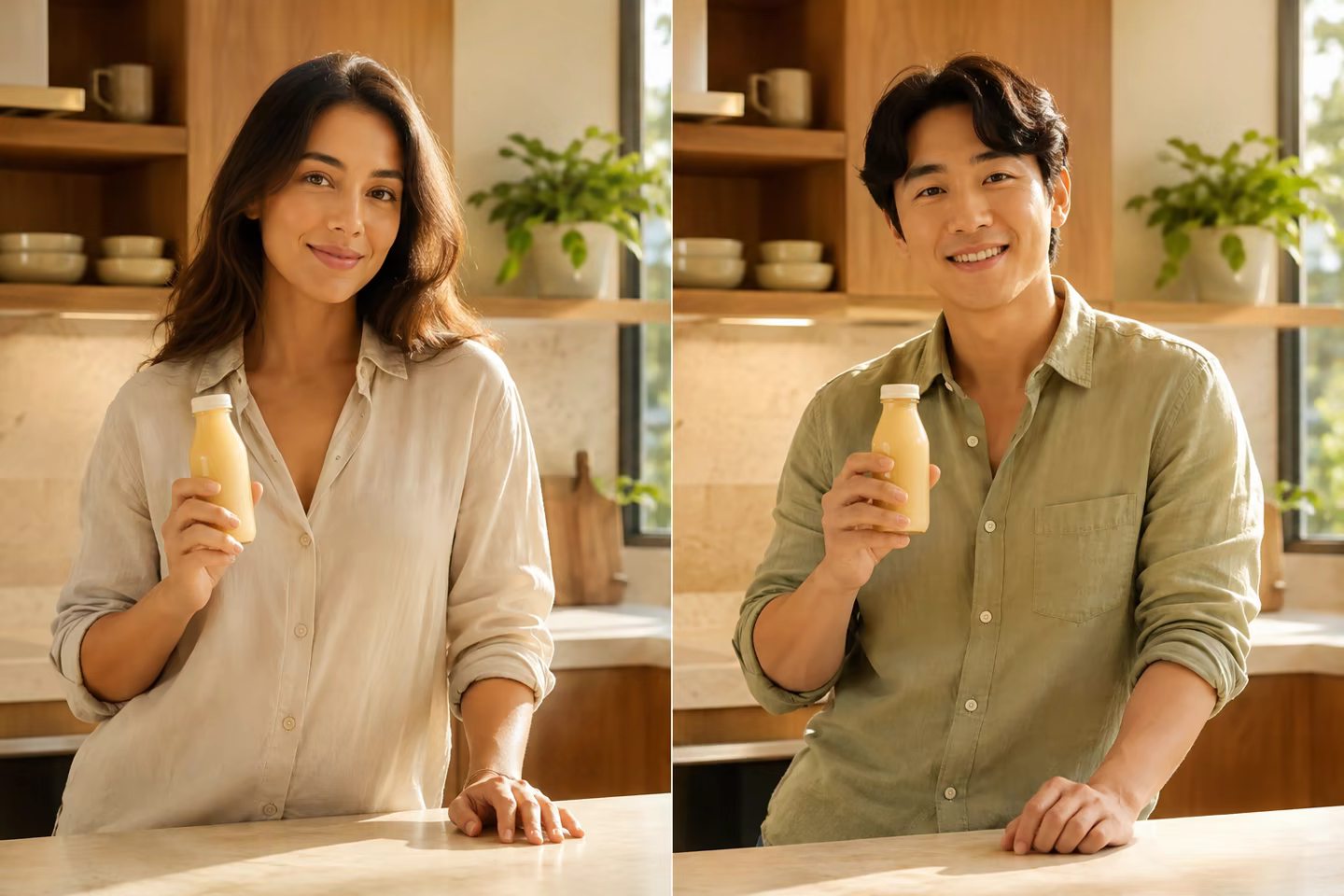 Localized lifestyle advertisement with two presenters in the same campaign scene